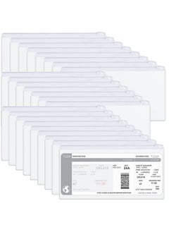 Marspark 100 Pieces Zipper Envelope Clear Pencil Case Bulk With Label Pocket Clear Plastic Envelopes With Zippered A6 Pencil Bags For Cash School Office Supplies 9.2 X 4.7 Inches (White)  - Image 1