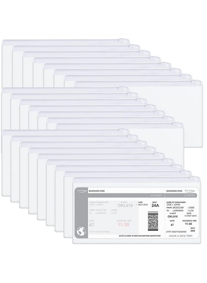 Marspark 100 Pieces Zipper Envelope Clear Pencil Case Bulk With Label Pocket Clear Plastic Envelopes With Zippered A6 Pencil Bags For Cash School Office Supplies 9.2 X 4.7 Inches (White)  - Image 1