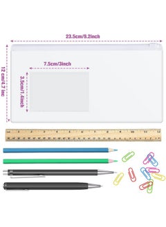 Marspark 100 Pieces Zipper Envelope Clear Pencil Case Bulk With Label Pocket Clear Plastic Envelopes With Zippered A6 Pencil Bags For Cash School Office Supplies 9.2 X 4.7 Inches (White)  - Image 2
