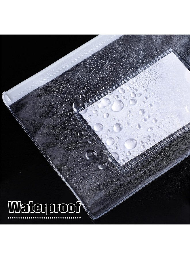 Marspark 100 Pieces Zipper Envelope Clear Pencil Case Bulk With Label Pocket Clear Plastic Envelopes With Zippered A6 Pencil Bags For Cash School Office Supplies 9.2 X 4.7 Inches (White)  - Image 5