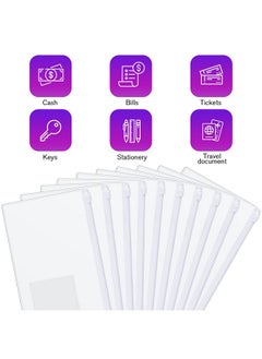 Marspark 100 Pieces Zipper Envelope Clear Pencil Case Bulk With Label Pocket Clear Plastic Envelopes With Zippered A6 Pencil Bags For Cash School Office Supplies 9.2 X 4.7 Inches (White)  - Image 3