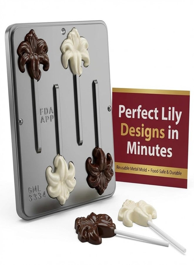 Lollipops Day Lily Lollipop Chocolate Candy Mold 3334 with 4 Cavities, Each Piece Approximately 2.5" x 2.5" - Image 3