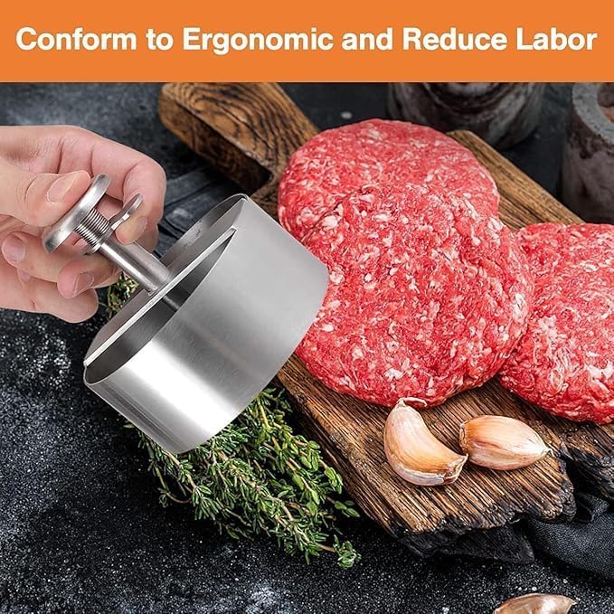 7 Seas 7Seas Hamburger Press Machine Stainless Steel Surface with Groove Design Aloo Tikki and Burger Tikki Making Machine Steel Material Round Shape Rice Cake and Kabab Press - Image 5