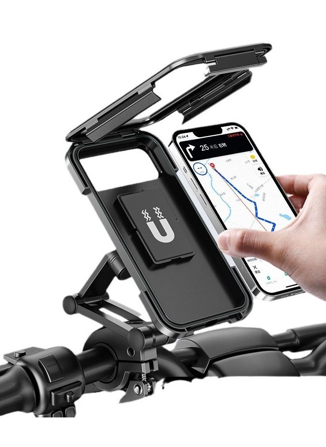 wheel up - Cycle Phone Holder Waterproof,Motorcycle Handlebar Mount,Mountain Bicycle Cellphone Clamp，Scooter Phone Clip Freely Adjustable - Image 1