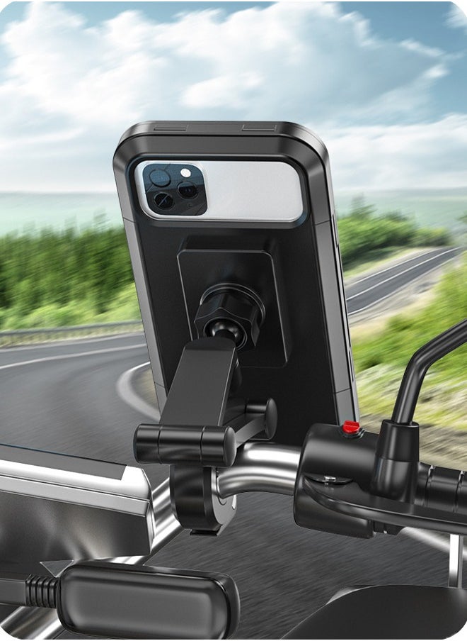 wheel up - Cycle Phone Holder Waterproof,Motorcycle Handlebar Mount,Mountain Bicycle Cellphone Clamp，Scooter Phone Clip Freely Adjustable - Image 1