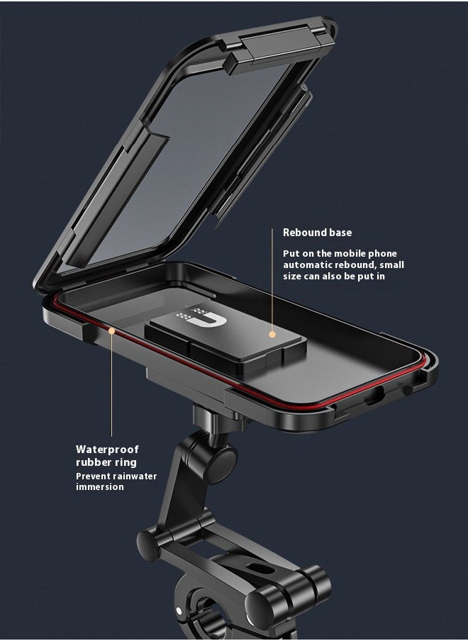 wheel up - Cycle Phone Holder Waterproof,Motorcycle Handlebar Mount,Mountain Bicycle Cellphone Clamp，Scooter Phone Clip Freely Adjustable - Image 1