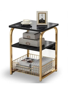 NKX Portable Side Table Black Marble Pattern With Gold Steel Frame  - Image 1