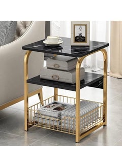 NKX Portable Side Table Black Marble Pattern With Gold Steel Frame  - Image 2