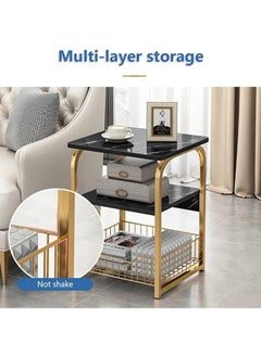 NKX Portable Side Table Black Marble Pattern With Gold Steel Frame  - Image 4
