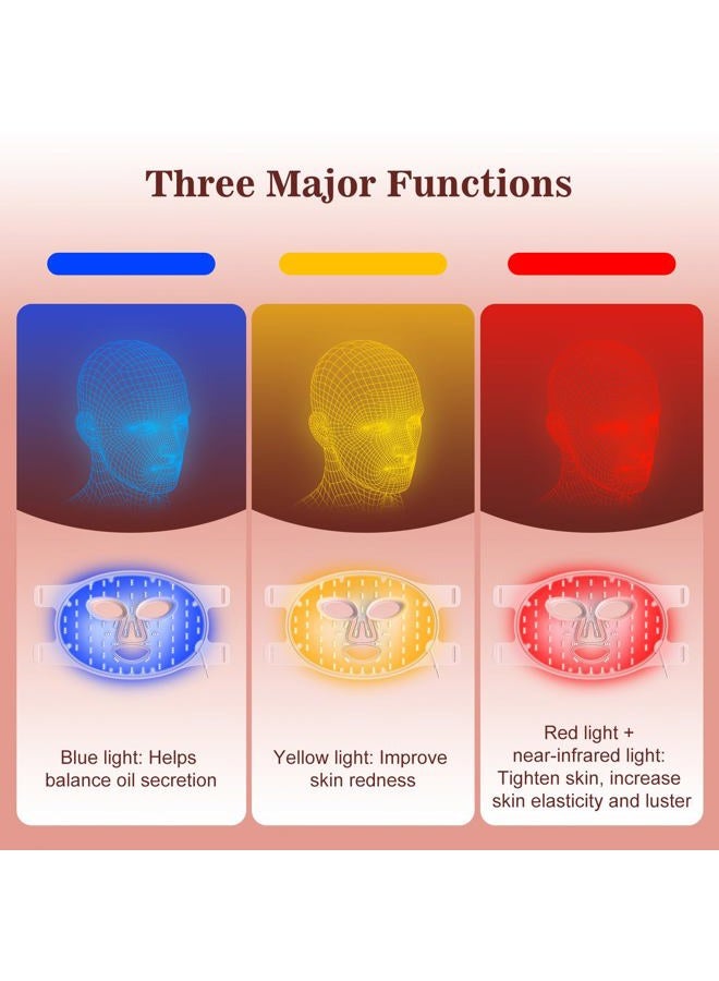 INTEO Red Light Therapy for Face, 3 Modes Portable Led Face Mask Light Therapy with Remote, Infrared Light Mask with Timing Function, Led Light Therapy At Home, Pink - Image 5