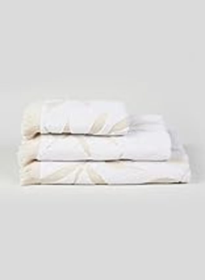 Matalan Cotton Leaf Print Bath Sheet Towels, 150 cm x 100 cm Size, Beige