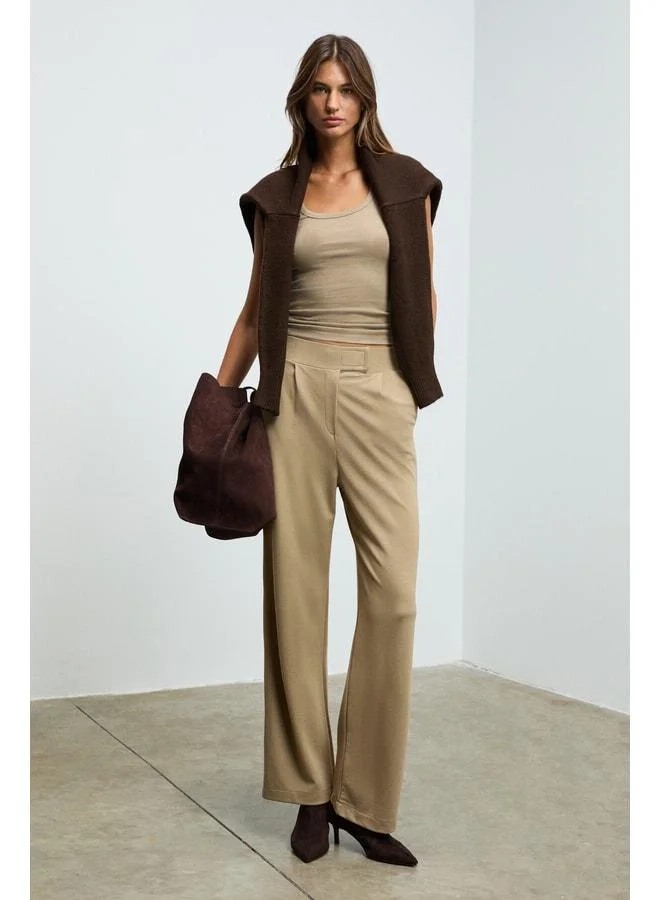 GRIMELANGE PHALIERA Women's Stretch Fabric Comfortable Fit strap Closure Beige Pants.