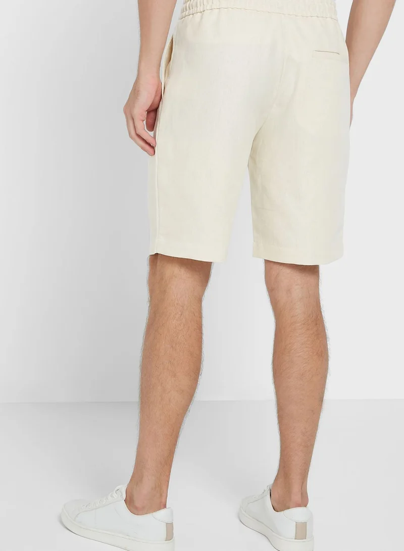 Robert Wood Cotton Blend Linen Shorts