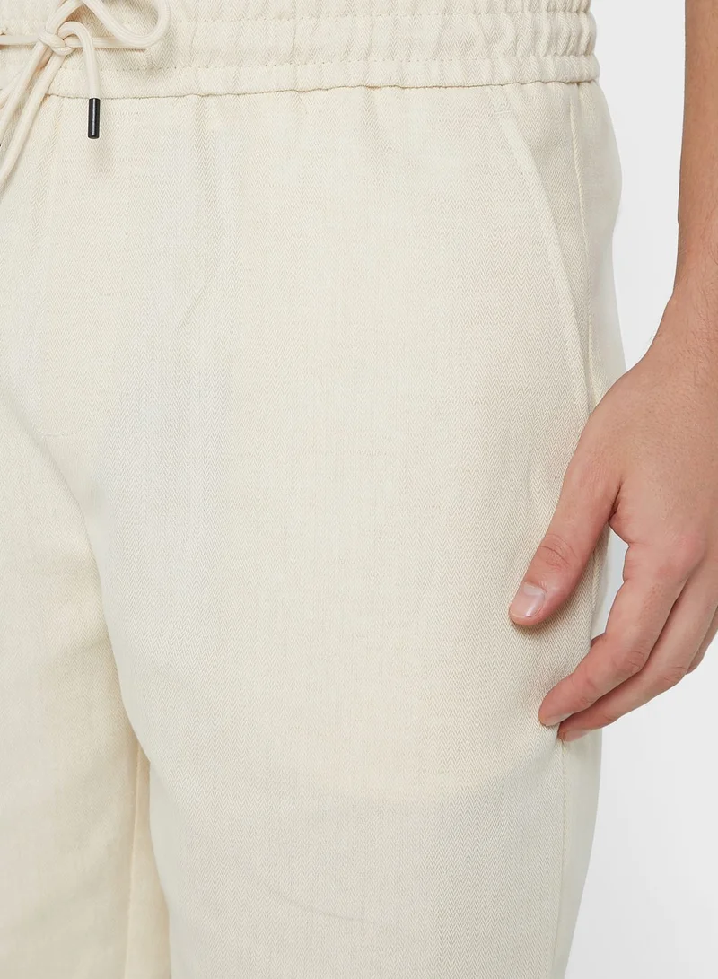 Robert Wood Cotton Blend Linen Shorts