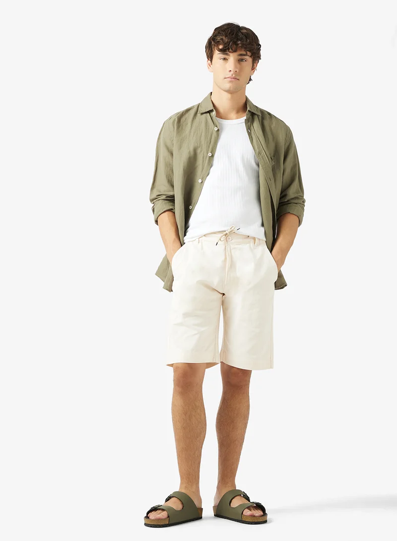 Robert Wood Cotton Blend Linen Shorts