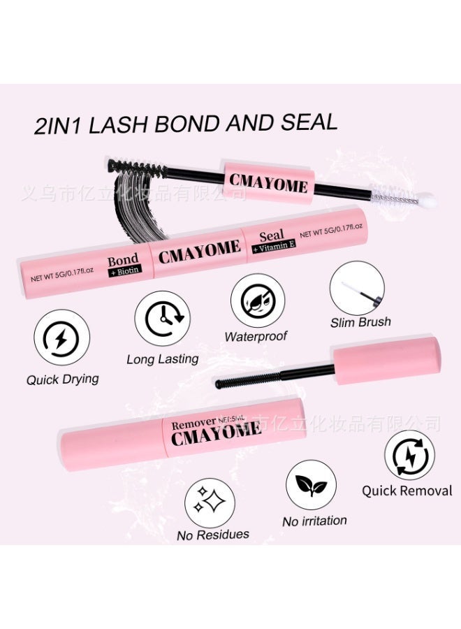CMAYOME DIY Eyelash Tool Kit, 2 In 1 Bond & Seal Lash Glue With Lash Remover, Tweezers & Reusable Lash Brush, Waterproof Long Lasting Lash Extension Kit - Image 2