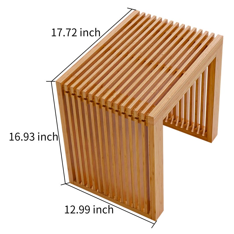APRTAT Bamboo Dining Bench Indoor Small Bench Entryway Shoe Rack Bench,Outdoor Modern Wood Benches 17 Inch for Living Room Hallway Bedroom Bathroom Nature Small - Image 3