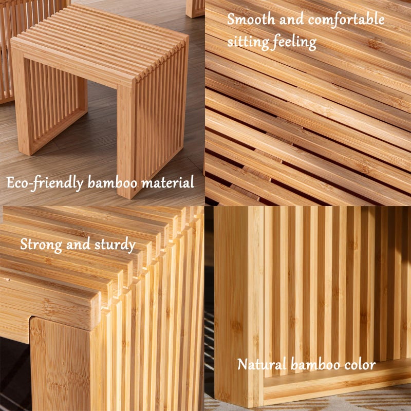 APRTAT Bamboo Dining Bench Indoor Small Bench Entryway Shoe Rack Bench,Outdoor Modern Wood Benches 17 Inch for Living Room Hallway Bedroom Bathroom Nature Small - Image 4