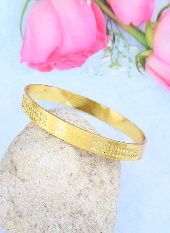 DULCI Gold Plated Made of Brass Hindu Religious Jai Shri Shyam Bangle Kada for Men and Women (One Piece) - Image 4