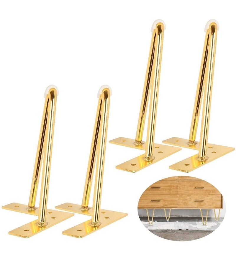 Aakash Dcor 6 Inch Gold Metal Sofa LegsSet of 4 Durable Replacement Sofa Paya Modern Rustproof Sturdy Furniture Legs for Home Office Hair Pin Leg  - Image 1