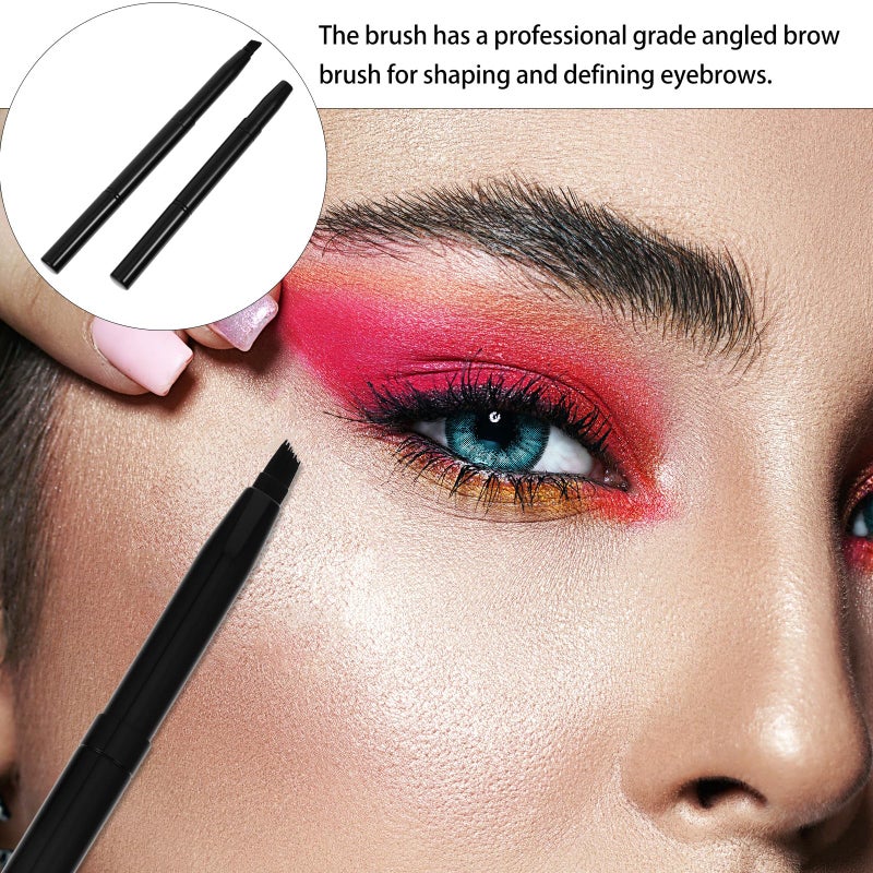2 Pcs Double Ended Angled Eyebrow Brush Set With Caps For Precise Shaping Travel - Image 5