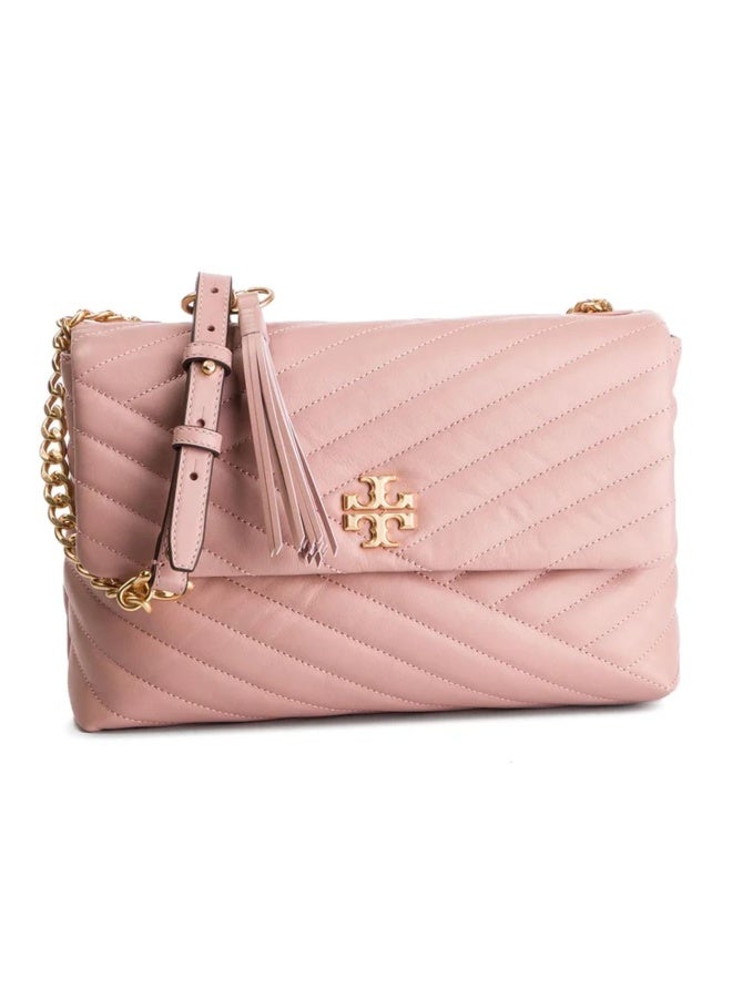 Tory Burch حقيبة كتف جلدية مبطنة بتصميم شيفرون كيرا - Image 1