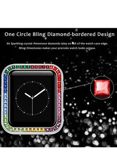 KASTWAVE Compatible for Watch Case Suitable for Iwatch 6 Generation 5/ 4/ 3/ 2/ 1 Protective Case 42mm Color Diamond Silver Type Colorful Square Diamond IWatch Cover Frame with Women and Men  - Image 3