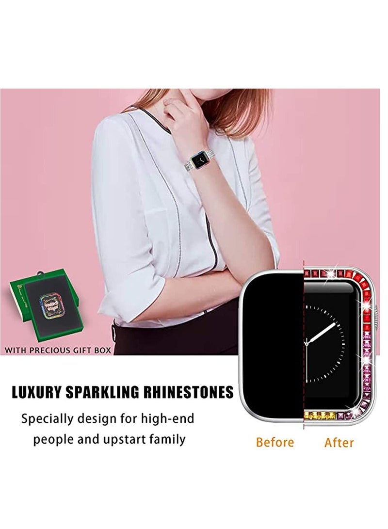 KASTWAVE Compatible for Watch Case Suitable for Iwatch 6 Generation 5/ 4/ 3/ 2/ 1 Protective Case 42mm Color Diamond Silver Type Colorful Square Diamond IWatch Cover Frame with Women and Men - Image 4