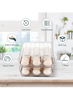 Relex 2 Layer Egg Holder, Automatically Rolling Egg Storage Container for Refrigerator,36 Egg Fresh Storage Box for Fridge, Egg Storage Container Organizer Bin, Plastic Egg Tray  - Image 2