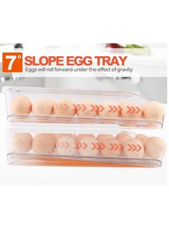 Relex 2 Layer Egg Holder, Automatically Rolling Egg Storage Container for Refrigerator,36 Egg Fresh Storage Box for Fridge, Egg Storage Container Organizer Bin, Plastic Egg Tray  - Image 3