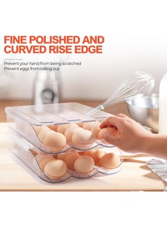 Relex 2 Layer Egg Holder, Automatically Rolling Egg Storage Container for Refrigerator,36 Egg Fresh Storage Box for Fridge, Egg Storage Container Organizer Bin, Plastic Egg Tray  - Image 4