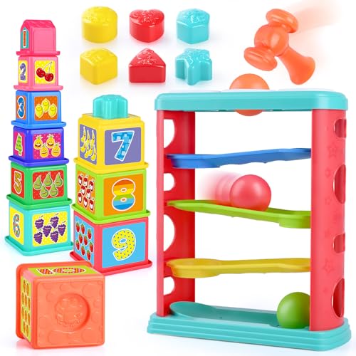 PLAY Pound a Ball Toy for Toddlers 13 Montessori Toys for Babies 12 1824 Months hammer Stacking Cups Shape Sorter Blocks Early Developmental Educational Toys for 1 2 3 Year Old Boys Girls Kids Gift - Image 1