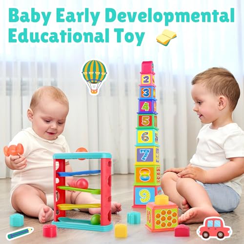 PLAY Pound a Ball Toy for Toddlers 13 Montessori Toys for Babies 12 1824 Months hammer Stacking Cups Shape Sorter Blocks Early Developmental Educational Toys for 1 2 3 Year Old Boys Girls Kids Gift - Image 5