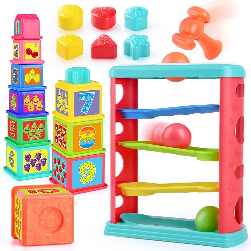 PLAY Pound a Ball Toy for Toddlers 13 Montessori Toys for Babies 12 1824 Months hammer Stacking Cups Shape Sorter Blocks Early Developmental Educational Toys for 1 2 3 Year Old Boys Girls Kids Gift - Image 2