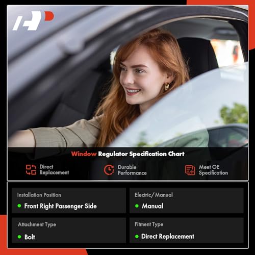 A-Premium Manual Window Regulator Without Motor Compatible with Honda Civic 1992-1995 Front Right Passenger Side - Image 2