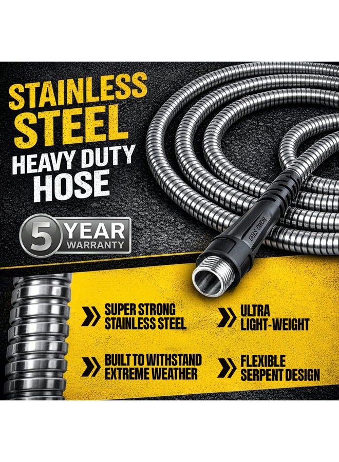 Bionic Steel 100 Foot Garden Hose 304 Stainless Steel Metal Water Hose – Super Tough & Flexible, Lightweight, Crush Resistant Aluminum Fittings, Kink & Tangle Free, Rust Proof, Easy to Use & Store - Image 2