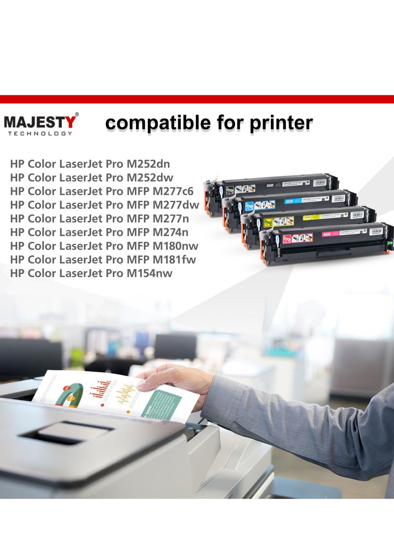 Majesty - 201AToner Cartridge Set for CF400A CF401A CF402A CF403A Compatible with HP Color Laserjet Pro MFP M274n M277dw M277c6 M252dw M252n M277 M277n 277dw Printer (4 Colors ) - Image 1