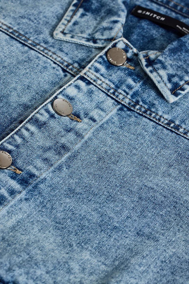 سنيتش جاكيت جينز أزرق بجيبين