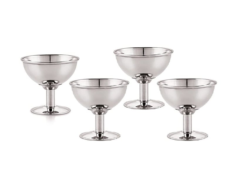 FINALITY Stainless Steel Dandi Ice Cream Cup Set of 4, Color-Silver, Capacity -100ml Each Cup - Image 2
