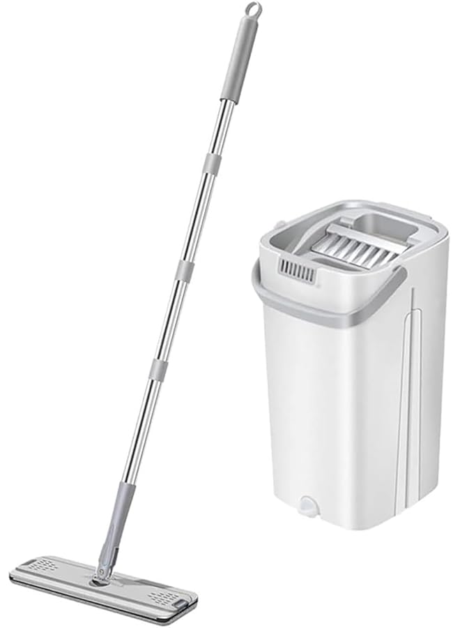 promass Microfiber Floor Mop with Bucket, 2-in-1 Cleaning Squeeze Hand-Free Flat Mop, 2 Reusable Pads, Stainless Steel Handle, 360° Rotating Head, User-Friendly Design. Multi-Color - Image 1