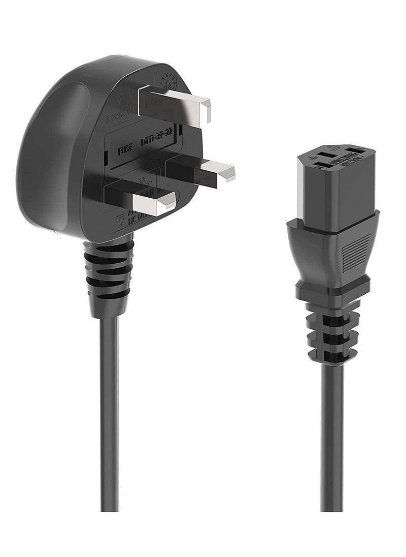 Generic - UK Plug Computer Power Cable 18AWG BS 1363 to C13 10A 250V Black Replacement AC Power Cord Kettle Lead UK Power Cord Power Supply Cable TV Monitor Power Cable - Image 1