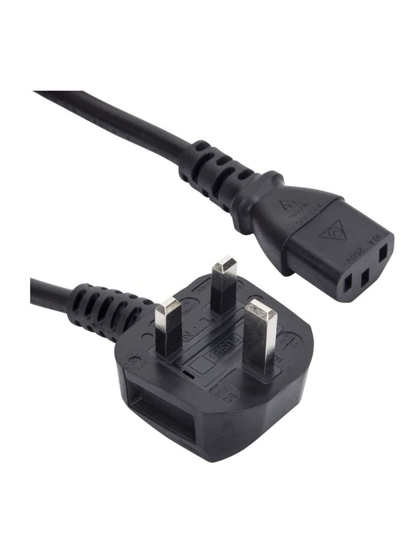 Generic - UK Plug Computer Power Cable 18AWG BS 1363 to C13 10A 250V Black Replacement AC Power Cord Kettle Lead UK Power Cord Power Supply Cable TV Monitor Power Cable - Image 1