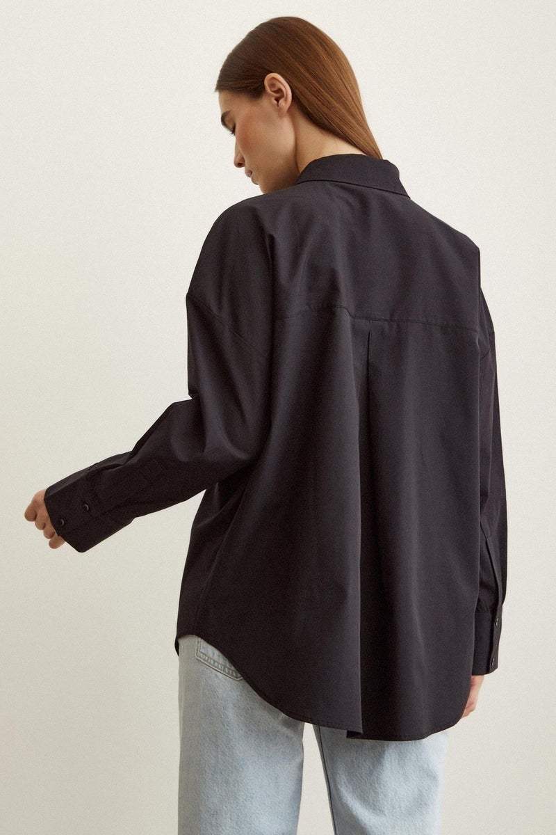 Never More Stone Detailed Poplin Shirt - Image 3