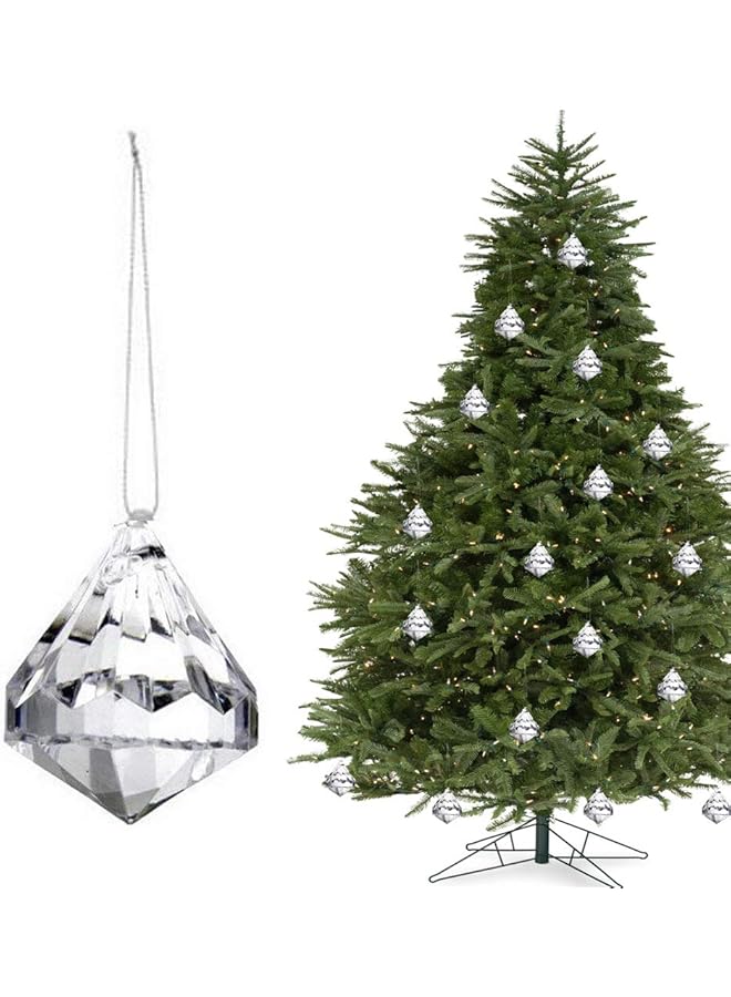 The Bros 24pc Crystal Ornaments Christmas Tree Diamond Decorations Balls Clearance Hanging Crystals for Centerpieces Acrylic Gem Beads Decorative Clear - Image 1