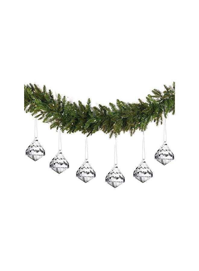 The Bros 24pc Crystal Ornaments Christmas Tree Diamond Decorations Balls Clearance Hanging Crystals for Centerpieces Acrylic Gem Beads Decorative Clear - Image 5