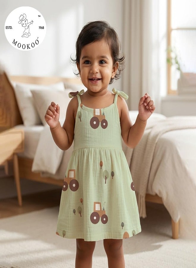 Mookoo Muslin Frock Knot Baby Girl Dress | Frock for New Born Girl | Soft Cotton Frock | New Born Baby Clothes|PO3|0-3(Tractor,Train,Butterfly) - Image 4