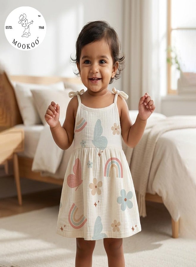 Mookoo Muslin Frock Knot Baby Girl Dress | Frock for New Born Girl | Soft Cotton Frock | New Born Baby Clothes|PO3|0-3(Tractor,Train,Butterfly) - Image 3
