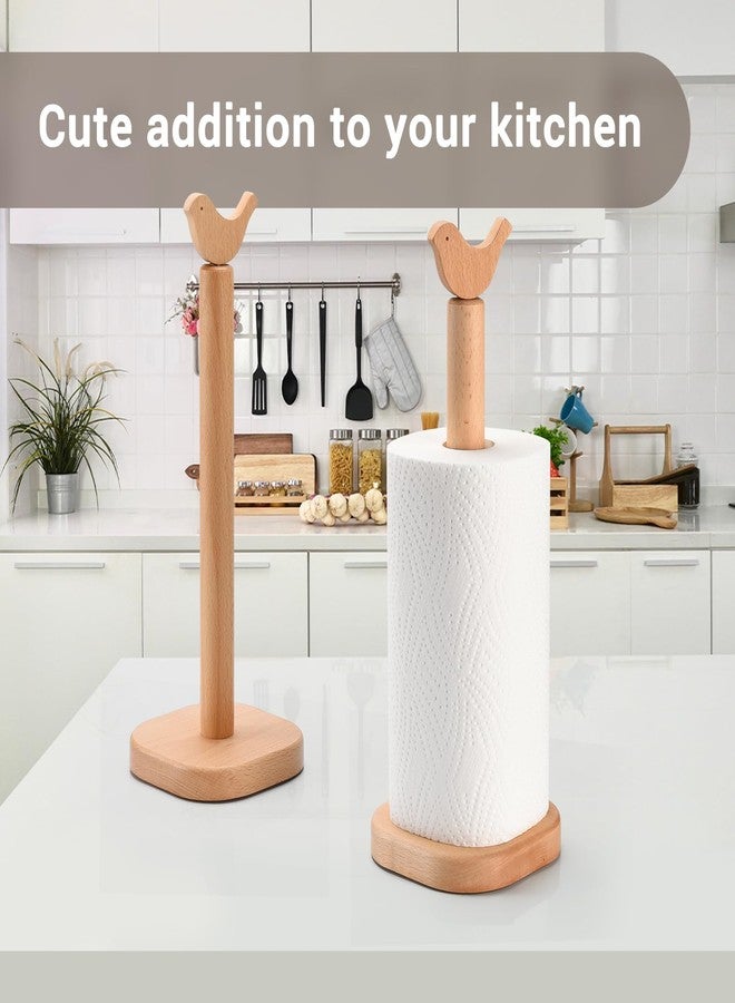 Cambiar Paper Towel Holder, Cute Bird Wooden Kitchen Roll Stand Organizer Free Standing, Housewarming Gift Present for Friends - Image 2