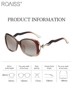 Women's Polarized Oval Sunglasses, UV400 Protection Sun Glasses with Brown Frame Decorated with Fox Pattern and Wavy Temples, Fashion Anti-glare Sun Shades for Women with Glasses Case, 58mm - pzsku/Z58554D595A0A5FBB4D86Z/45/_/1703642069/a968b7b0-c896-429b-976a-2442d98bf83a