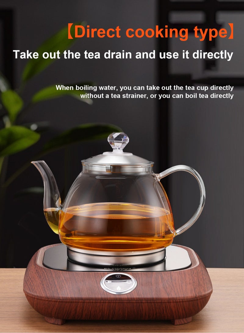 GGOOT 1200MLInduction Cooker Special Glass Teapot, Heat Resistant Borosilicate Glass Teapot With Stainless Steel Inner Filter,tea Kettle Stovetop Clear Glass Flower Teapot - Image 5